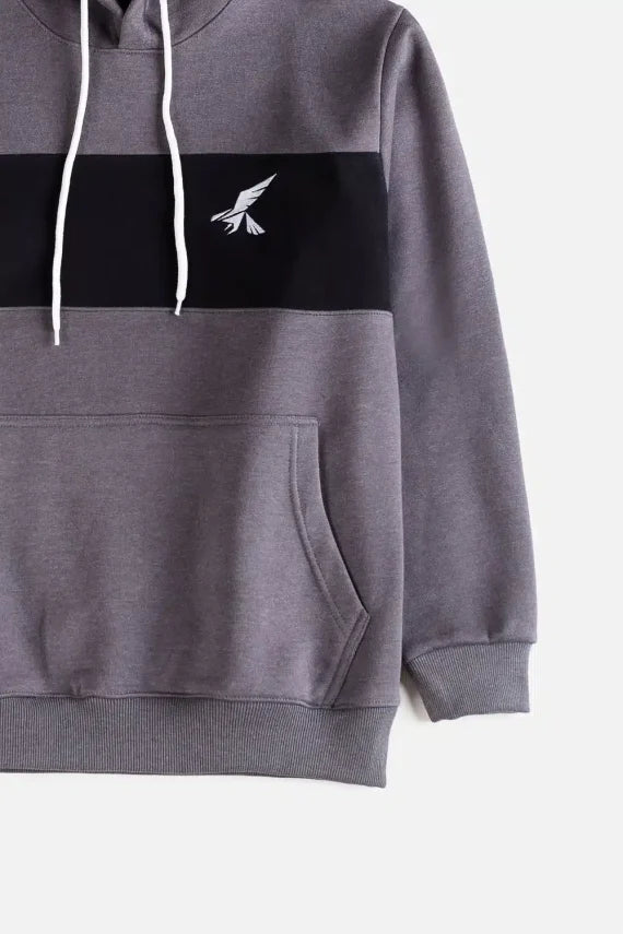 Hawkify Grey-Black Fleece Hoodie