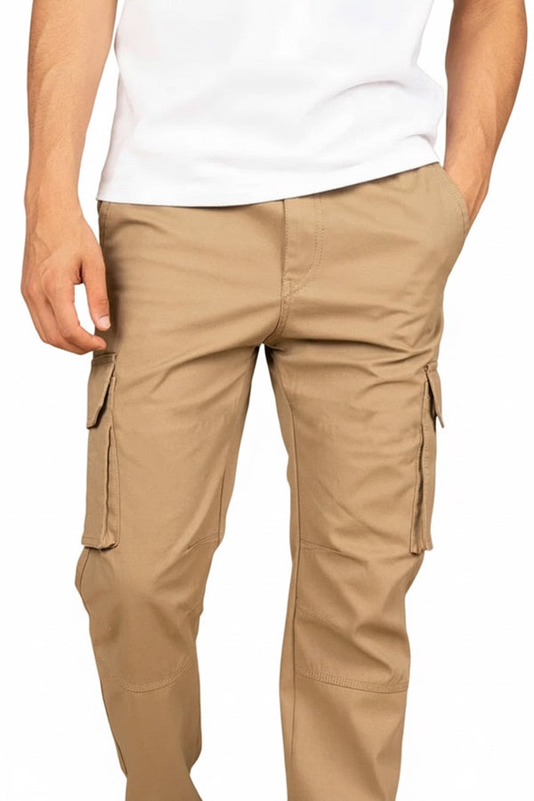 Beige-Relaxed Fit Cargo
