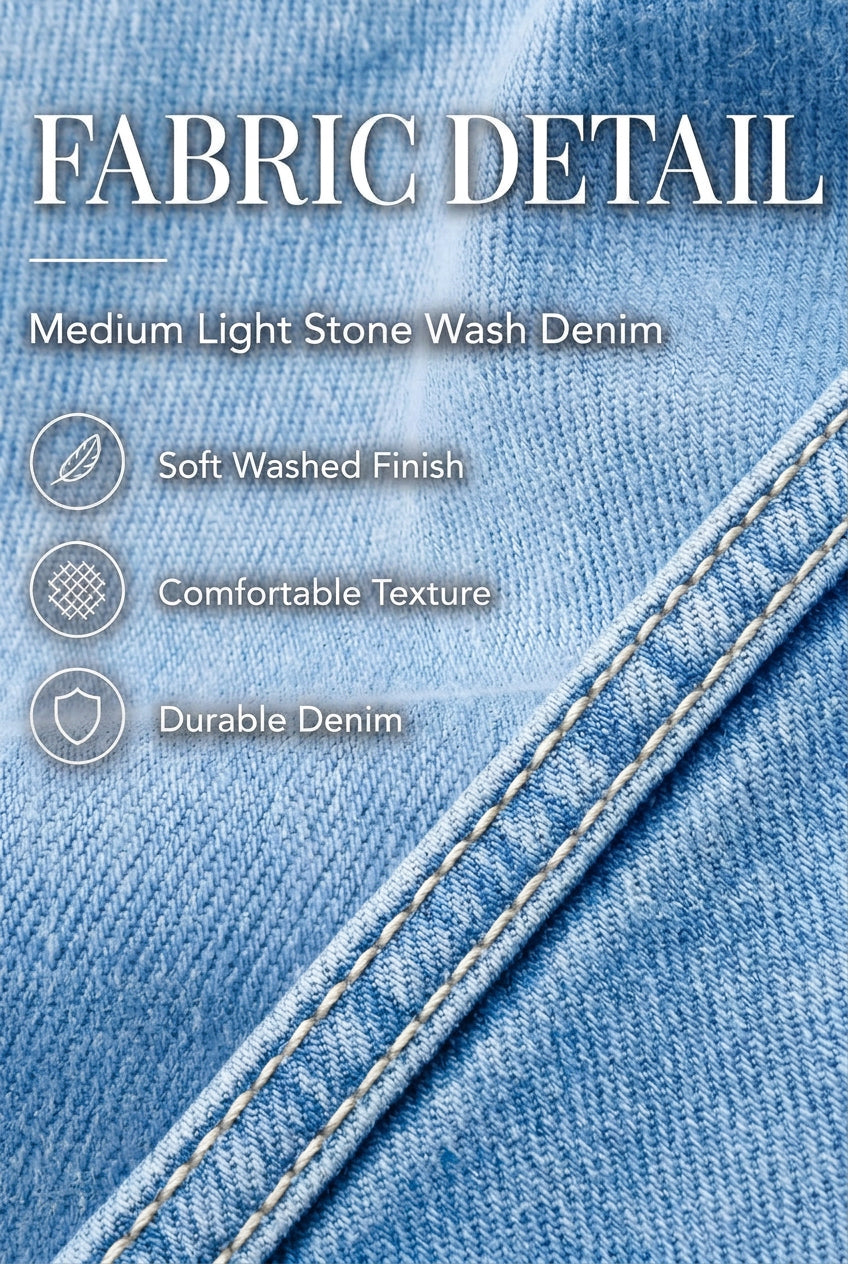 Vibe Wide A-Line Denim Pants-SKY