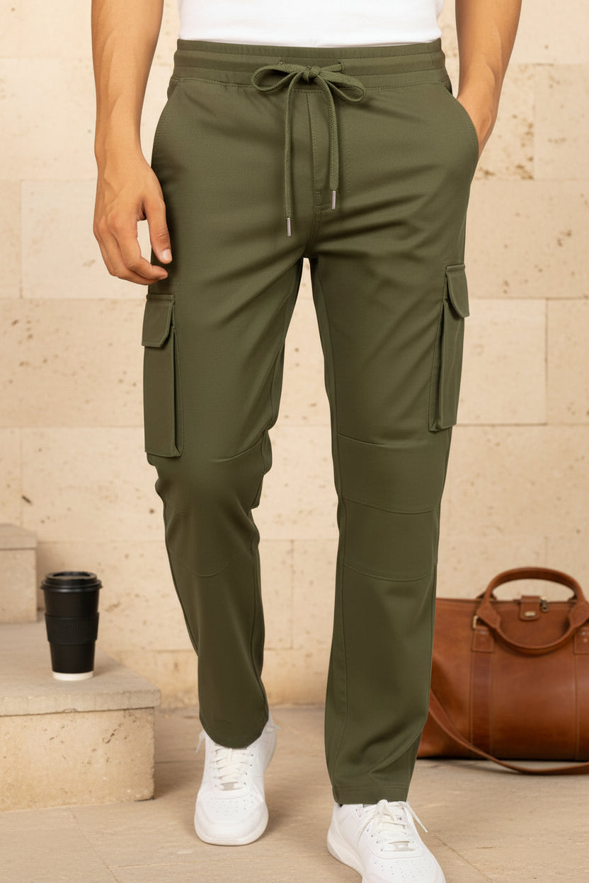 6-Pockets Relaxed Fit Cargo-Military