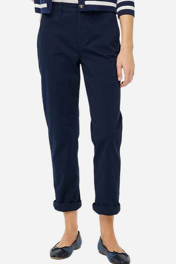 Navy Blue Women Cotton Chino Pants