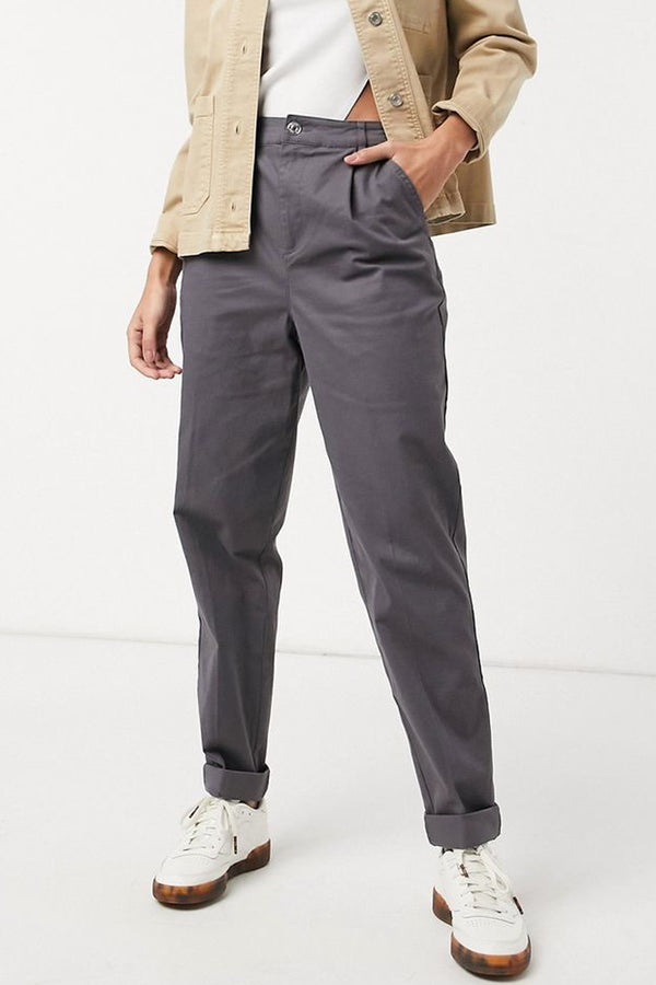 Charcoal Grey Women Cotton Chino Pants