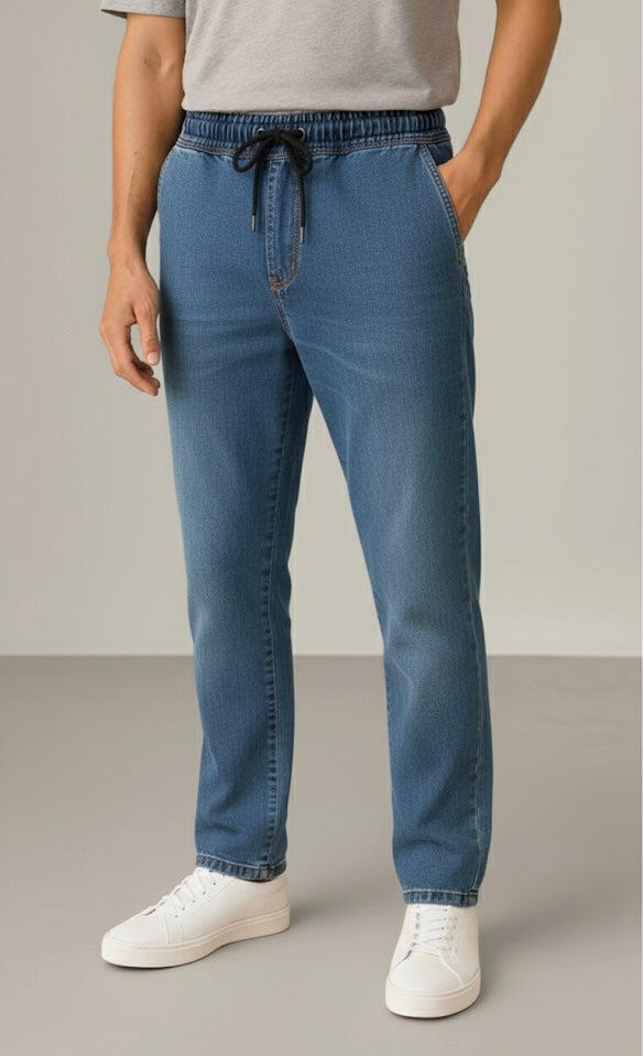 Mid Blue Denim Joggers