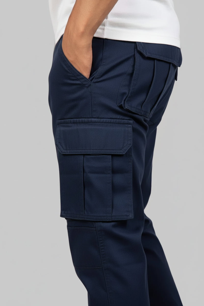 6-Pockets Relaxed Fit Cargo-Navy