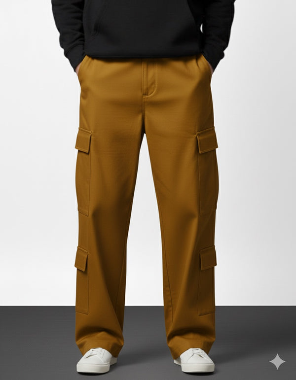 8-Pockets Baggy Cargo-Mustard
