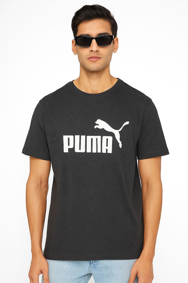 PMA Front Printed Logo Men T-Shirt Silver