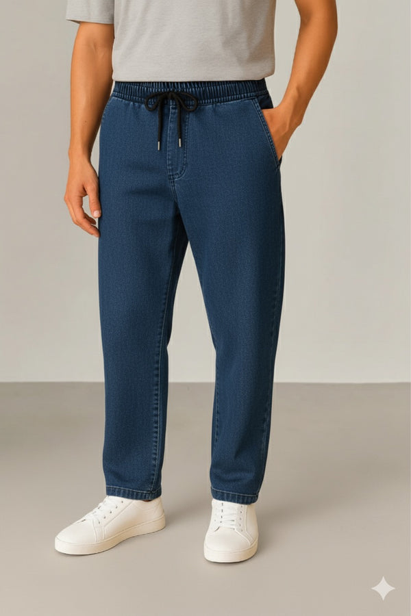 Navy Denim Joggers
