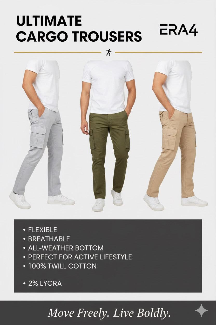 6-Pockets Relaxed Fit Cargo-Military