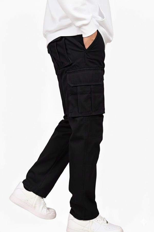 Black-Relaxed Fit Cargo