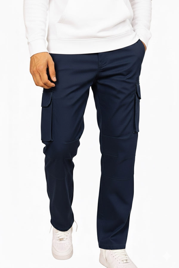 Navy-Relaxed Fit Cargo
