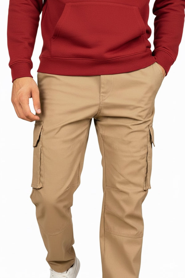 Beige-Relaxed Fit Cargo