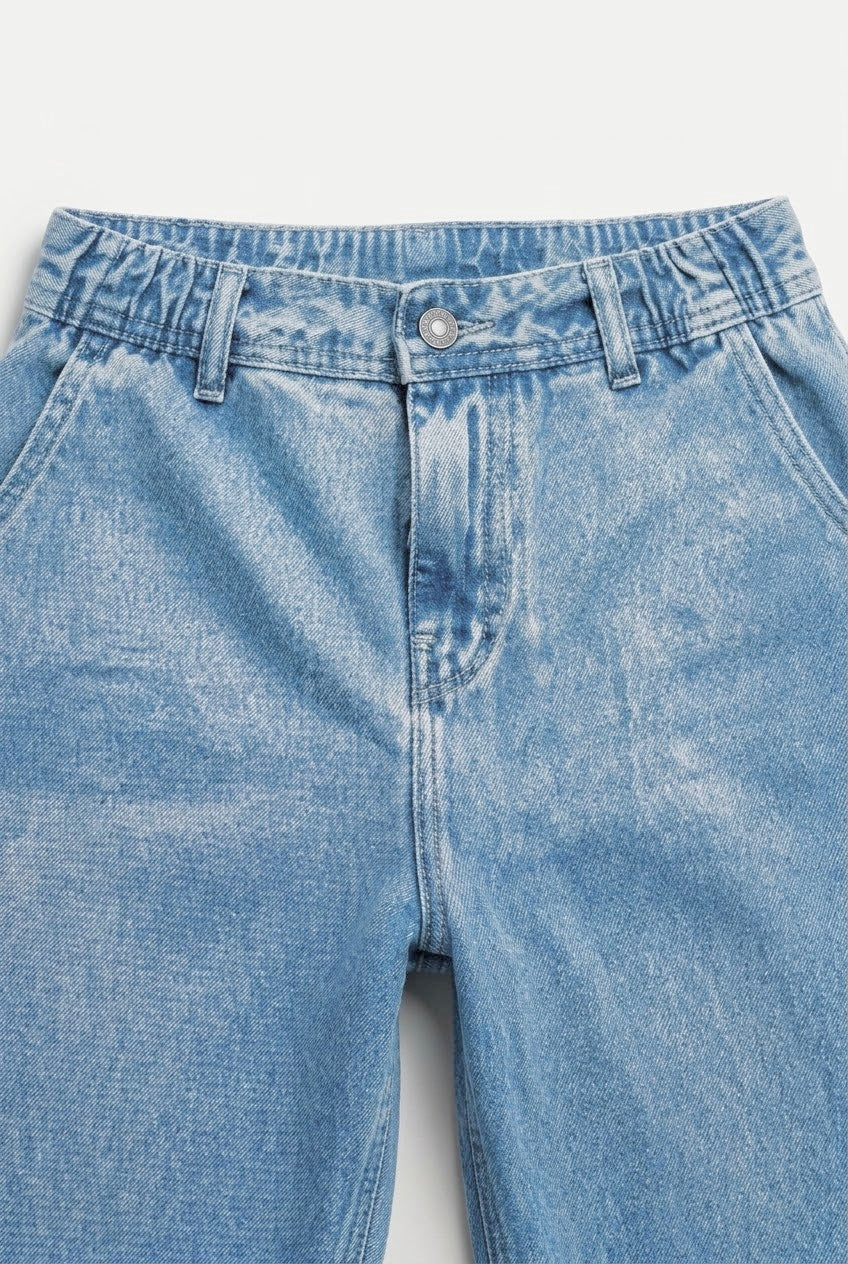 Vibe Wide A-Line Denim Pants-SKY