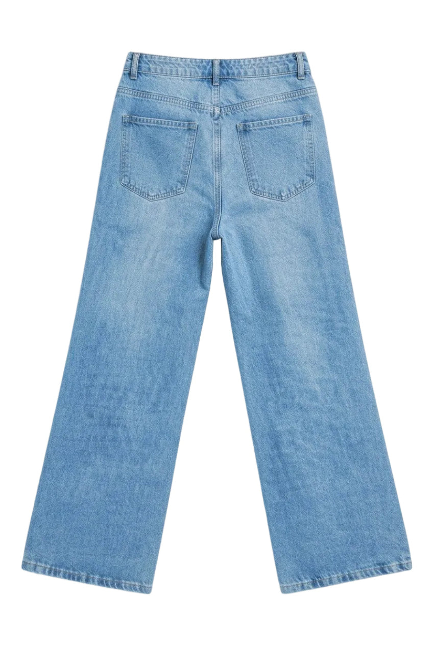 Vibe Wide A-Line Denim Pants-SKY