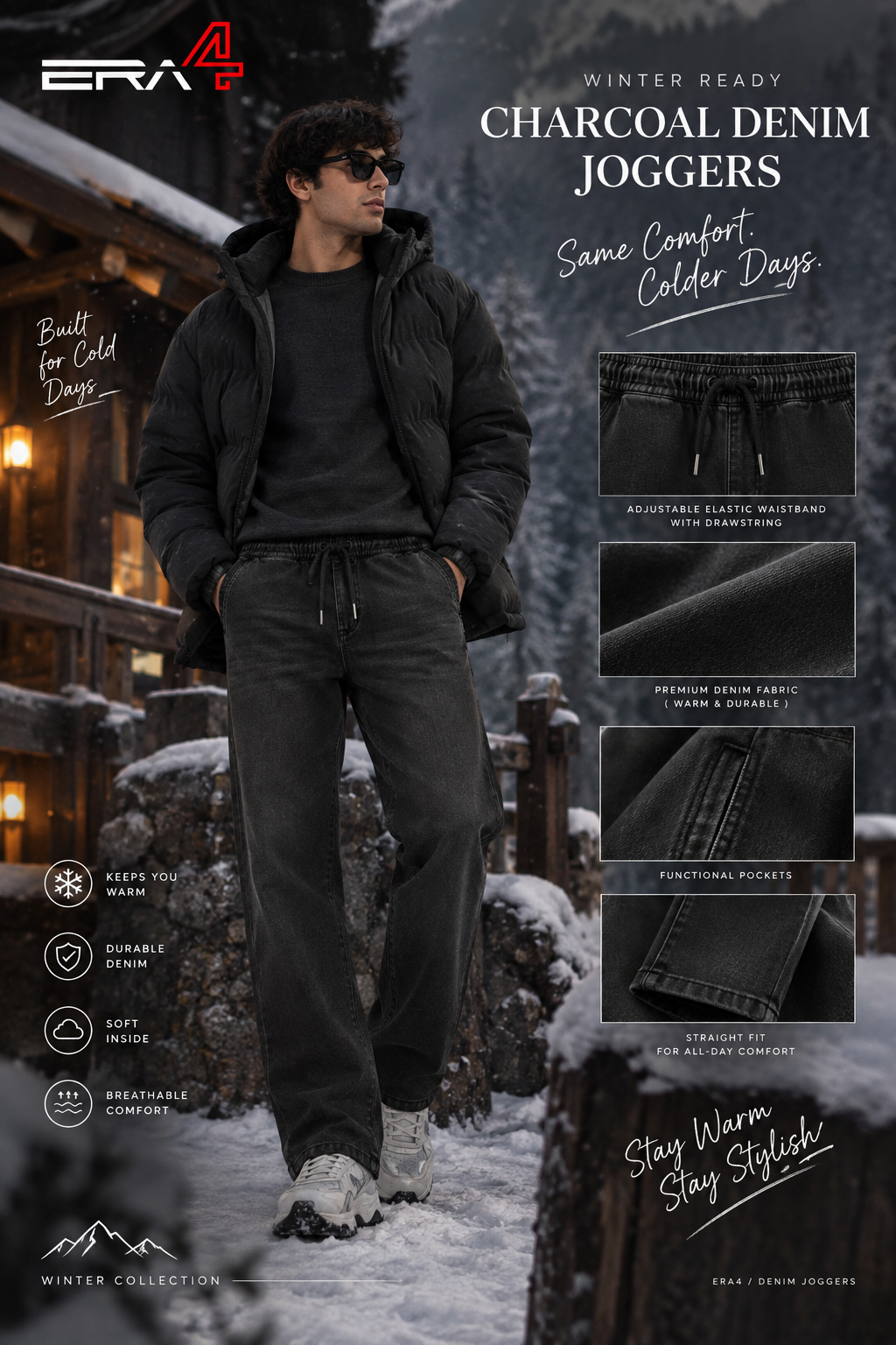 Navy Denim Joggers