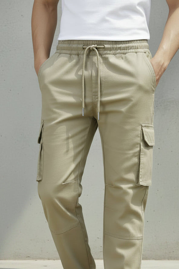 6-Pockets Relaxed Fit Cargo-Beige
