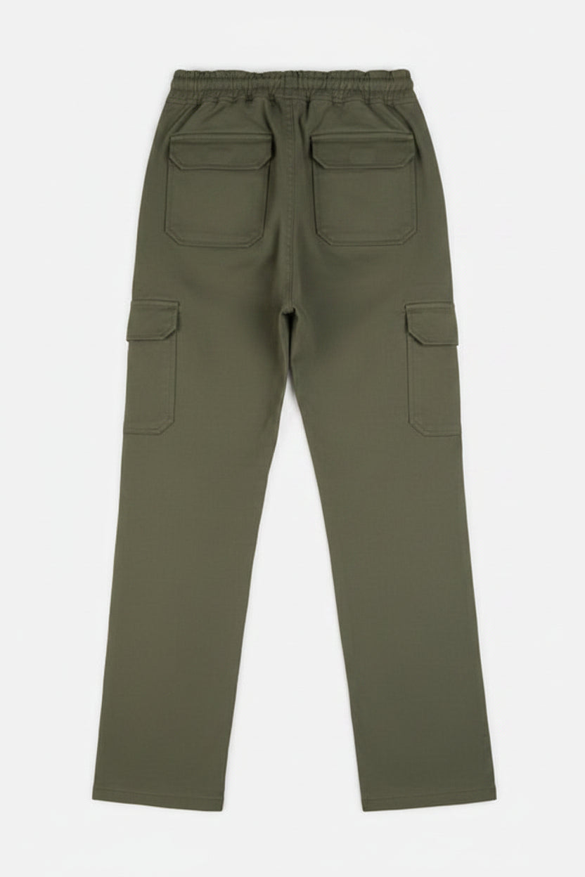 6-Pockets Relaxed Fit Cargo-Military