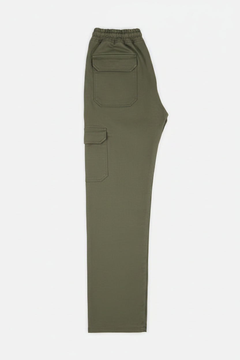 6-Pockets Relaxed Fit Cargo-Military