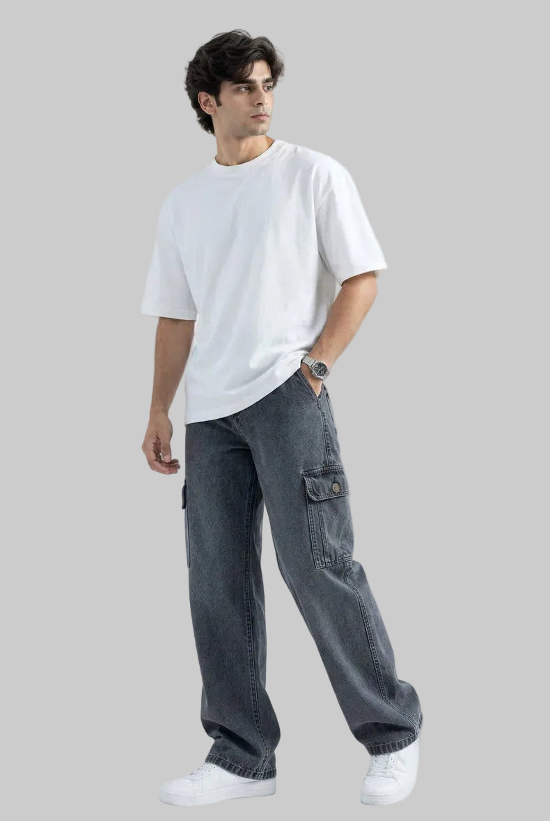 Airflex Denim Baggy Cargo-Charcoal