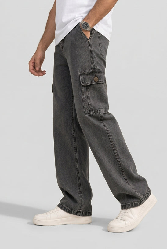 Airflex Denim Baggy Cargo-Charcoal