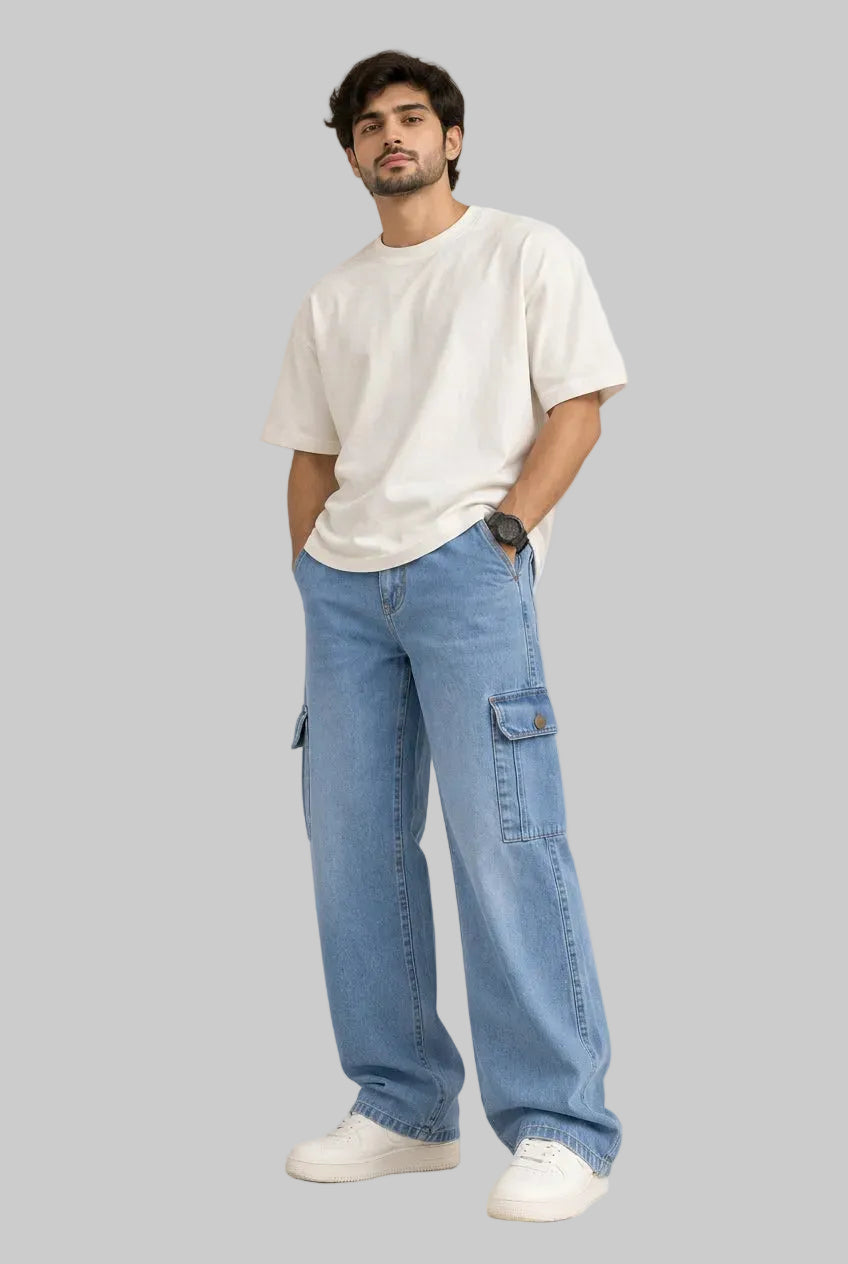 Airflex Denim Baggy Cargo-Sky