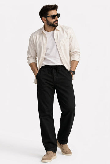 Jet Black Denim Joggers