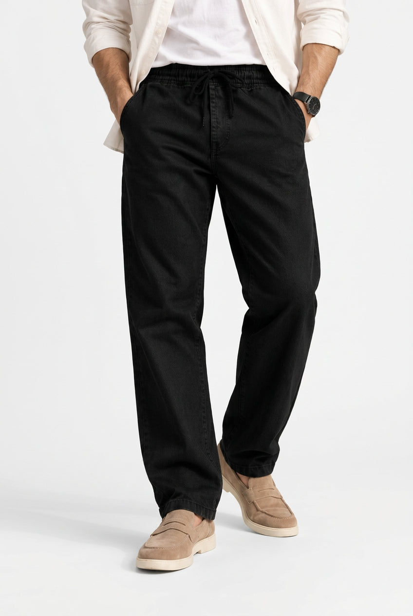 Jet Black Denim Joggers