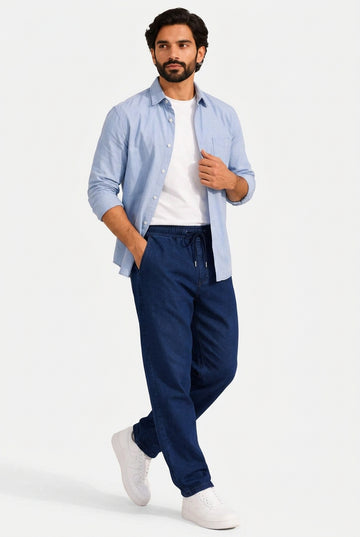 Navy Denim Joggers