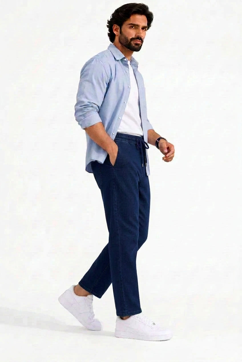 Navy Denim Joggers
