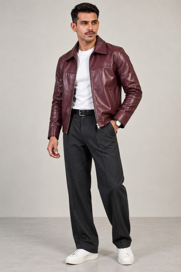 Wine Rebel Leather Jacket