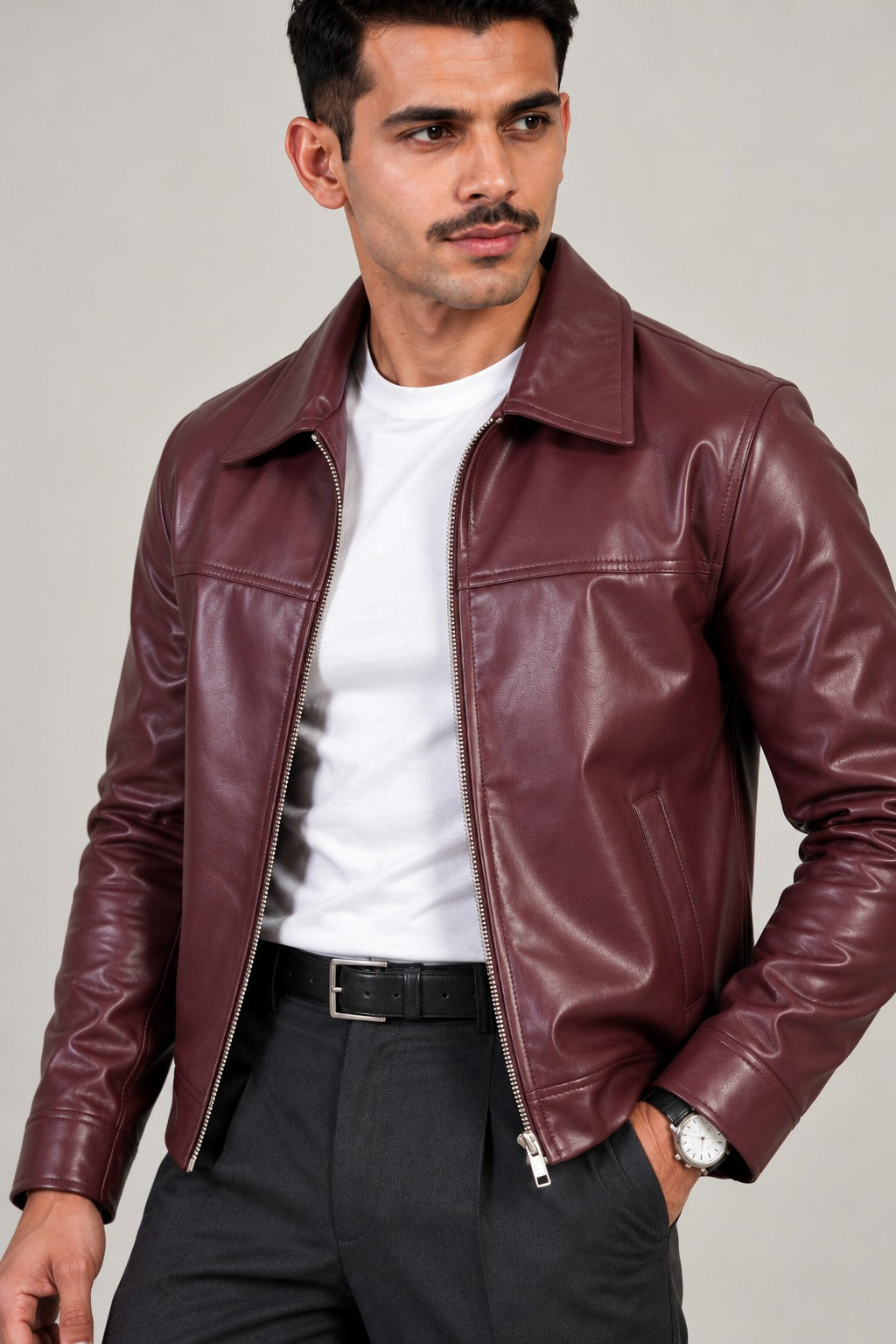 Wine Rebel Leather Jacket
