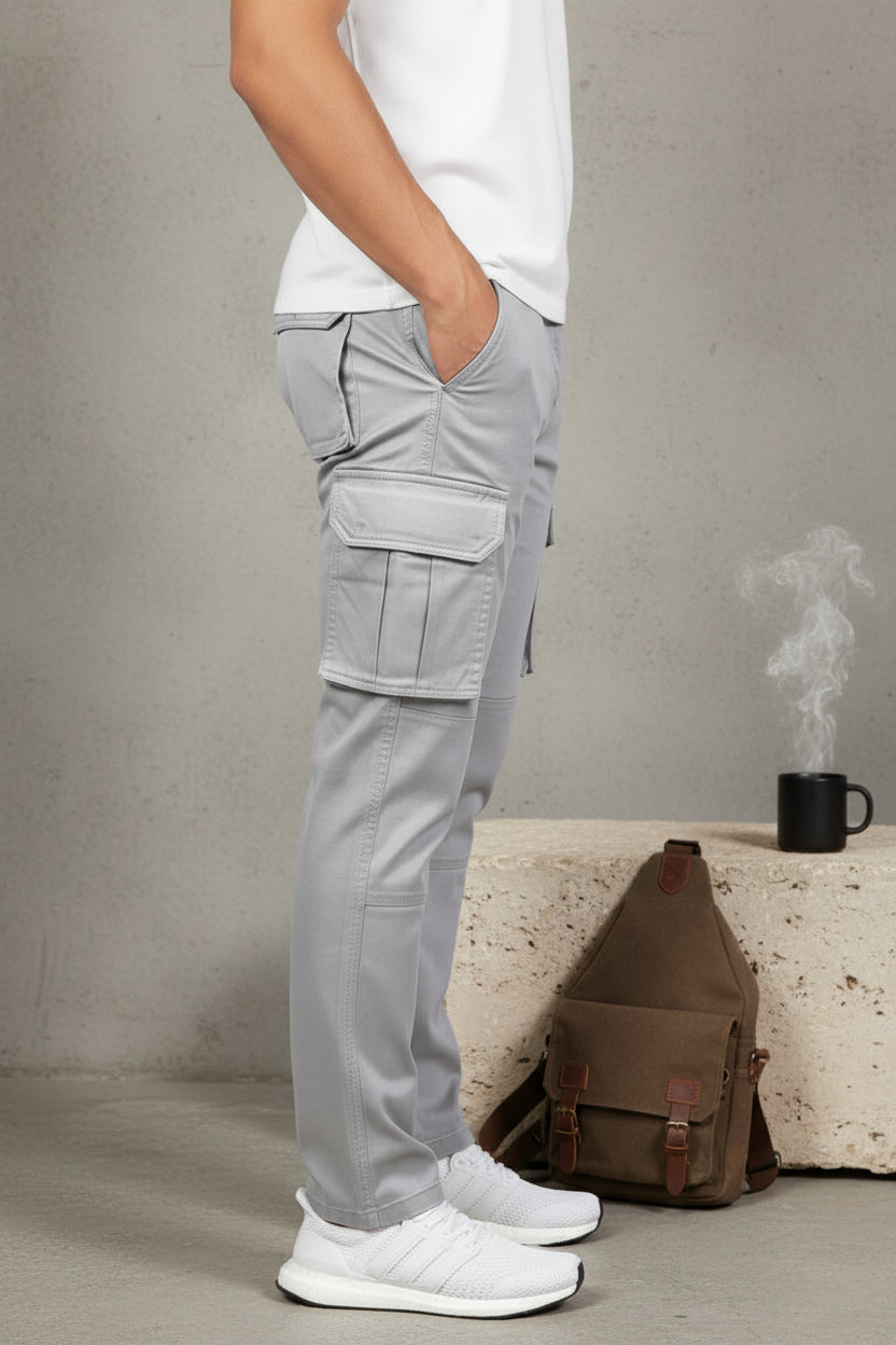 6-Pockets Relaxed Fit Cargo-Ash Gray