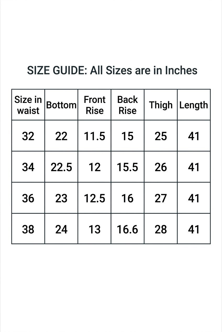 Size chart for product