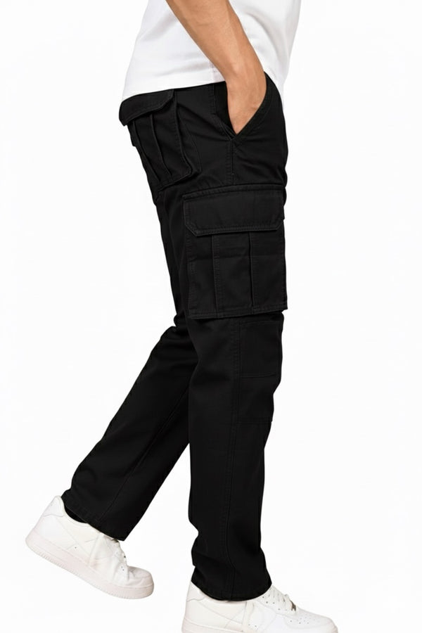 Black-Relaxed Fit Cargo