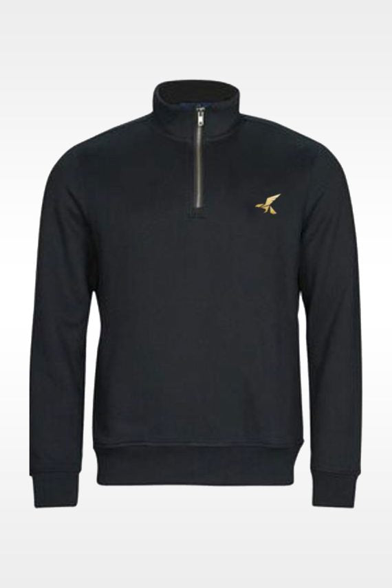 Premium Black Mockneck Zipper with Gold Hawkify Printed Logo