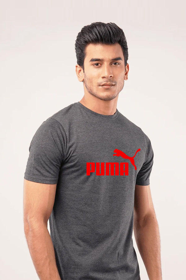 PMA Front Printed Logo Men T-Shirt Grey