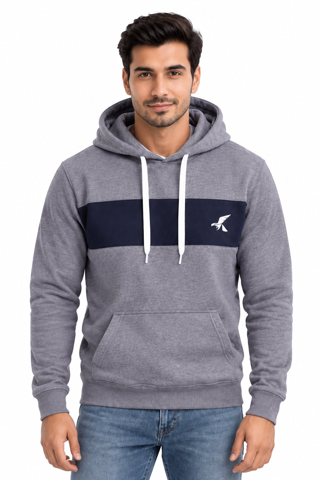 Hawkify Grey-Black Fleece Hoodie