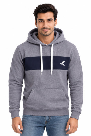 Hawkify Grey-Black Fleece Hoodie