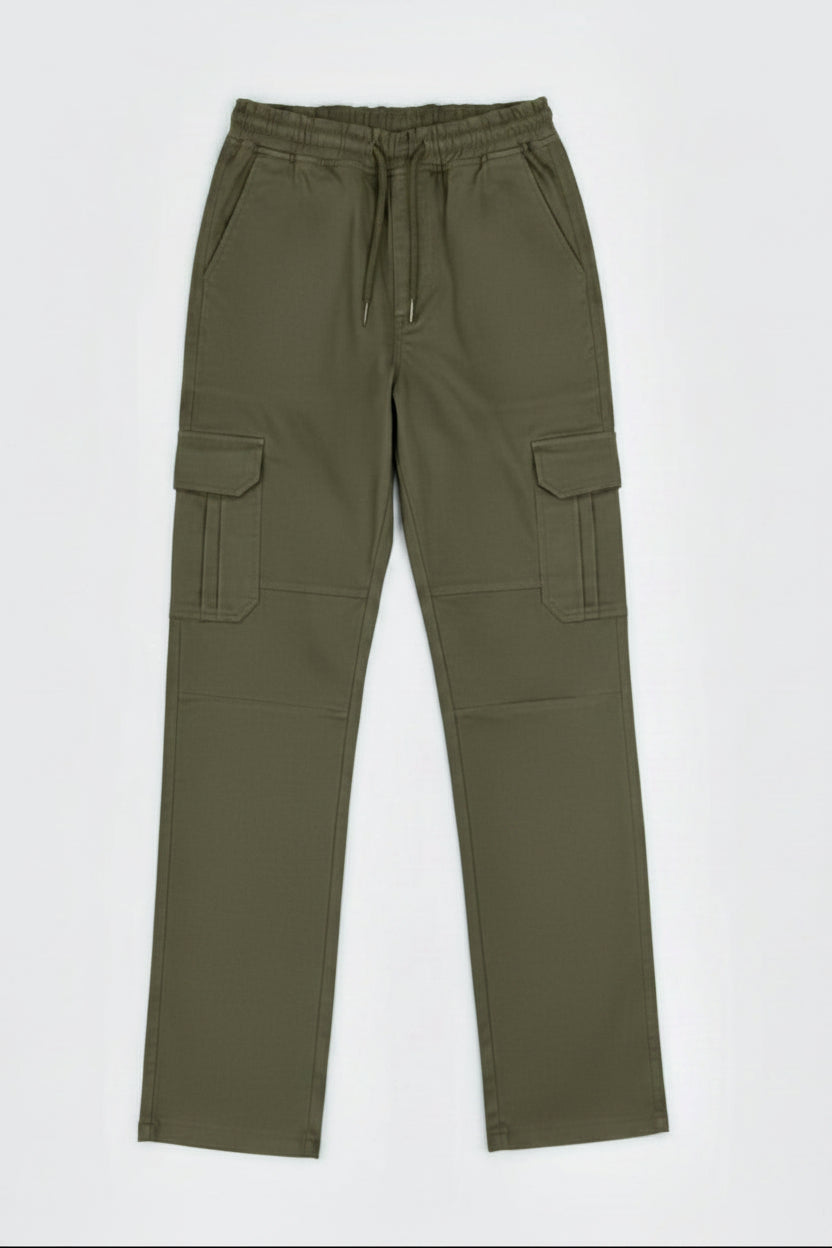6-Pockets Relaxed Fit Cargo-Military