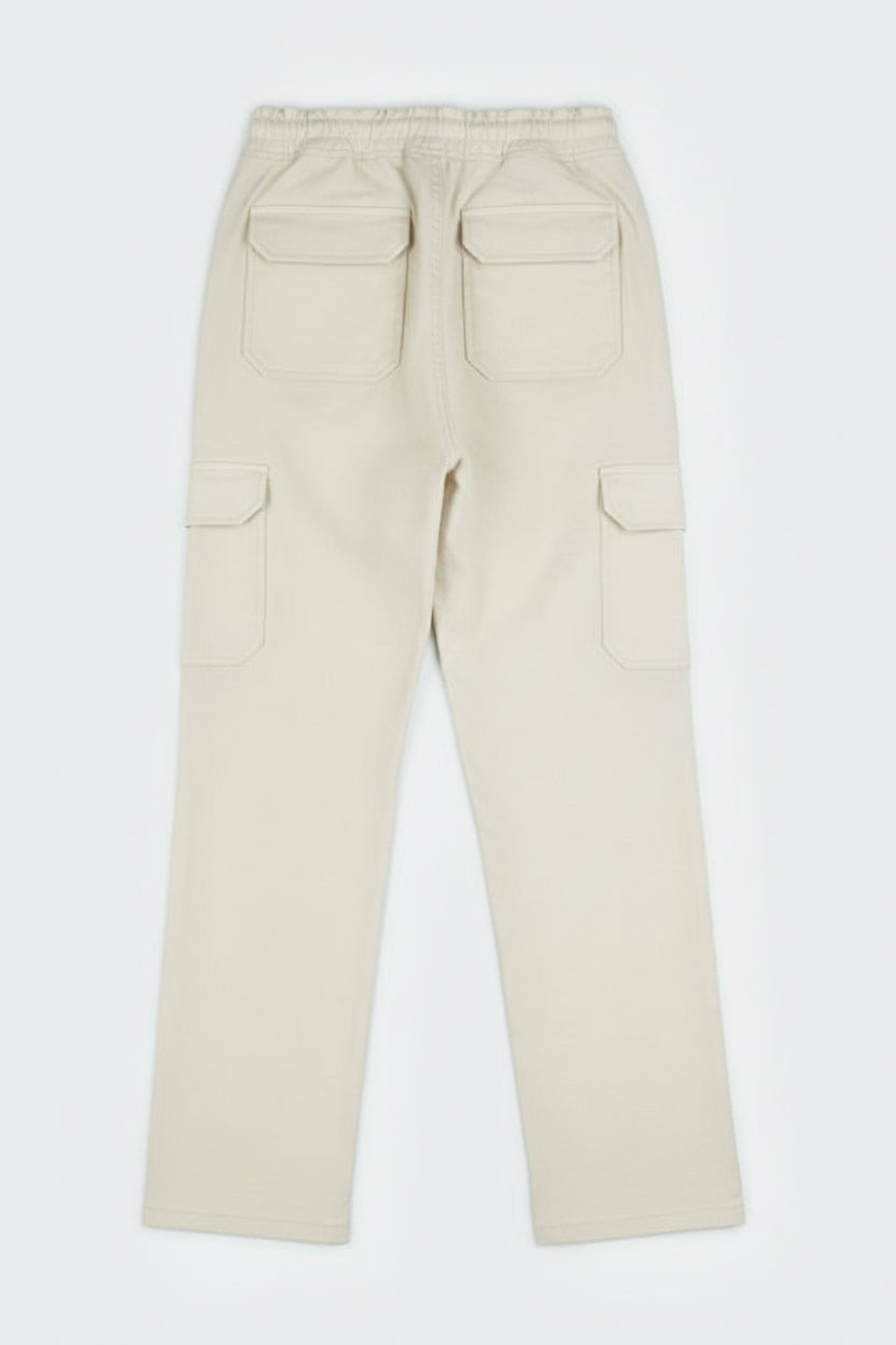 6-Pockets Relaxed Fit Cargo-Offwhite