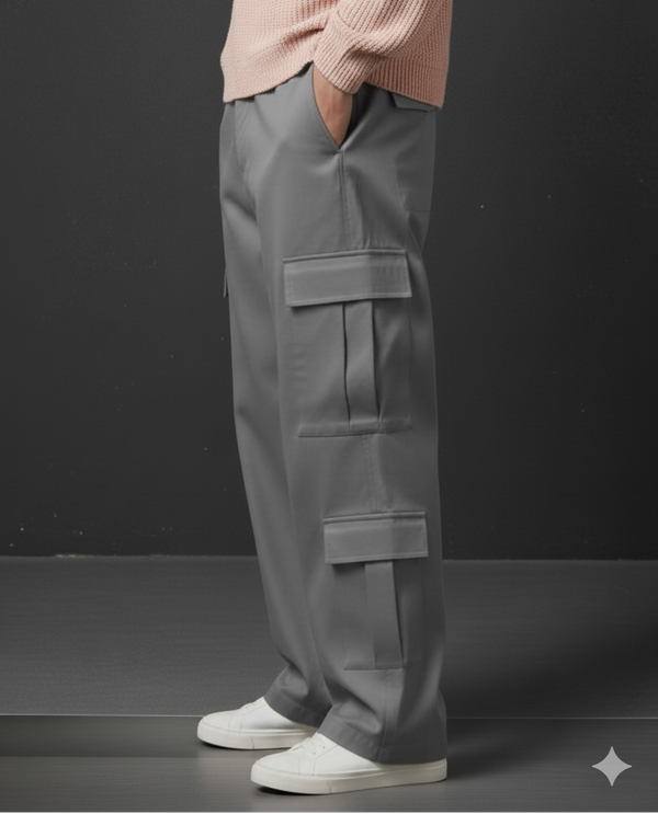 8-Pockets Baggy Cargo-Gray