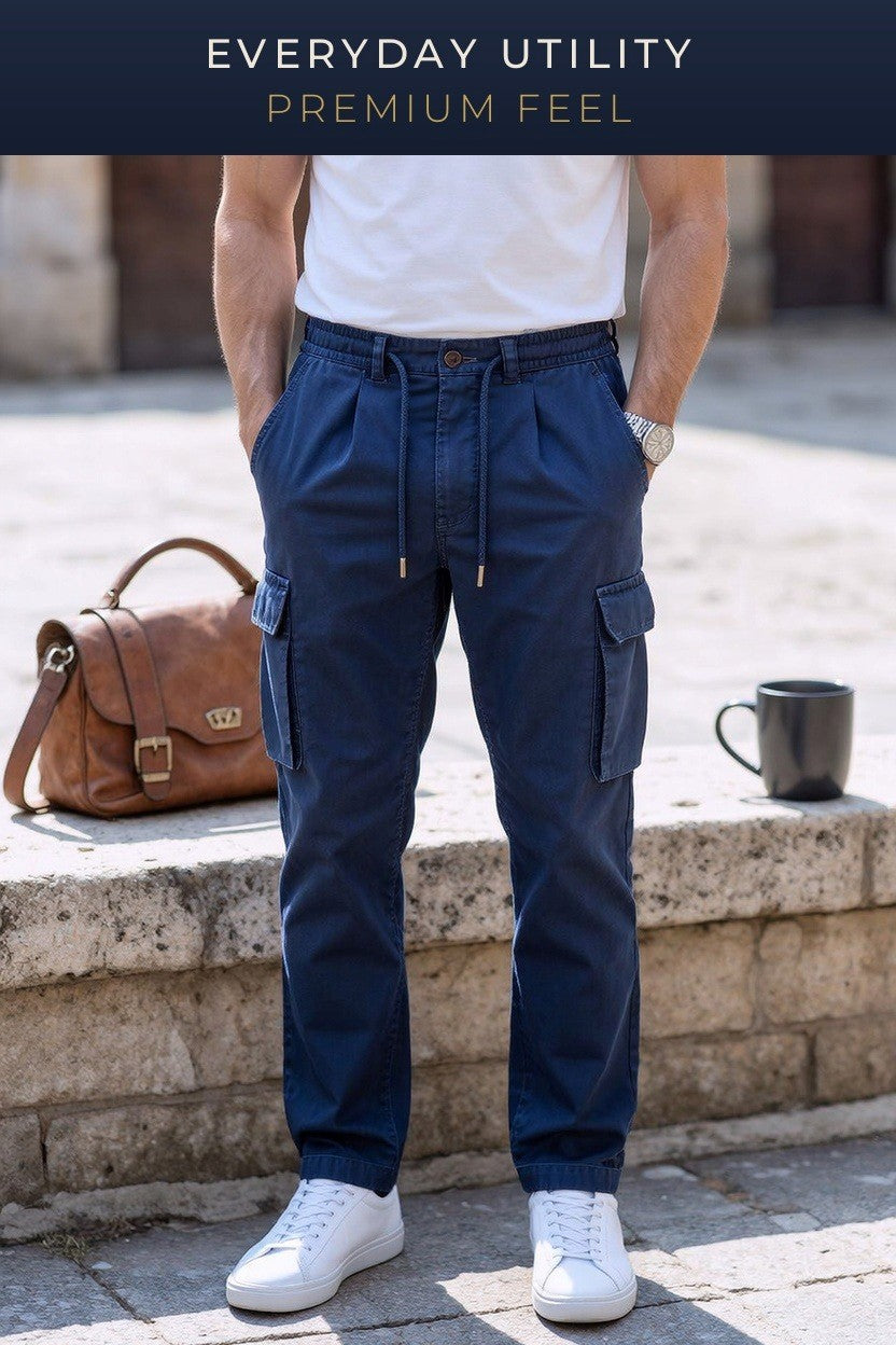 6-Pockets Relaxed Fit Cargo-Navy